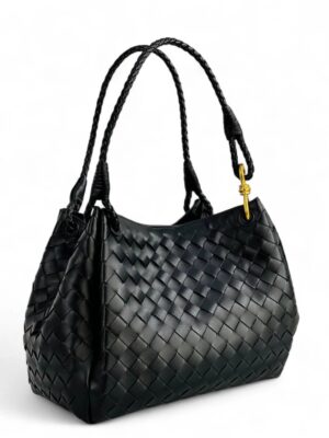 Bottega VenetaLarge Andiamo Parachute Shoulder Bag in Intrecciato Leather , size 30*25