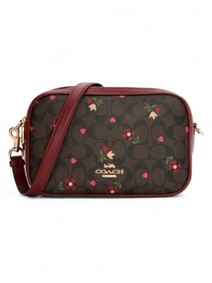 COACH  JES CROSSBODY IN SIGNATURE CANVAS WITH HEART PETAL + Brand Box , size 23*15