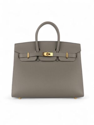 Hermes Madame Birkin 30 Noir Sellier Gold Hardware + Brand Box , size 30*25 - رمادي