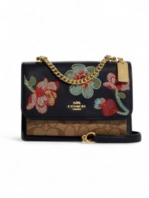 Coach Klare Crossbody In Signature Canvas With Floral Embroidery  , size 21*15