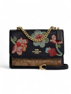 Coach Klare Crossbody In Signature Canvas With Floral Embroidery  , size 21*15