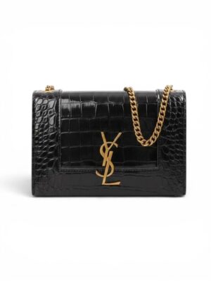 Saint Laurent Sunset Chain Bag  Croc embossed + Brand Box , size 14*20 ..