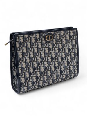 Christian Dior 30 Montaigne Dea Oblique Jacquard Pouch Navy Blue , size 26*20