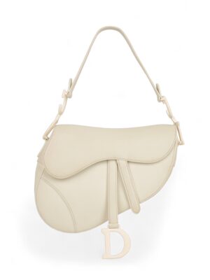 Christian Dior cd Ultra matte calfskin saddle bag Creemy + Brand Box , size 23*20