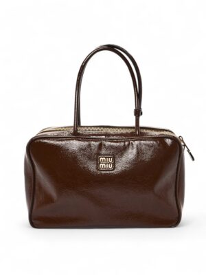 Miu Miu Naplak Patent Beau Top Handle Bag Palissandro + Brand Box , size 28*17