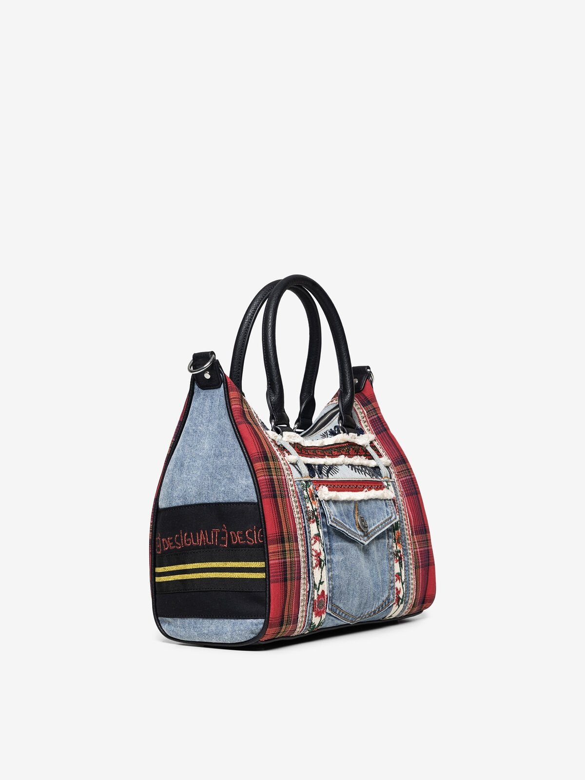 ⁦Desigual Patches red and denim shoulder bag , size 32*25⁩ - الصورة ⁦3⁩