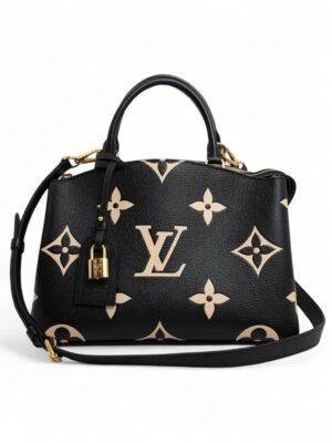 Louis Vuitton Black & Beige Monogram Empreinte Leather Petit Palais Bag  , size 28*21 .. ofr