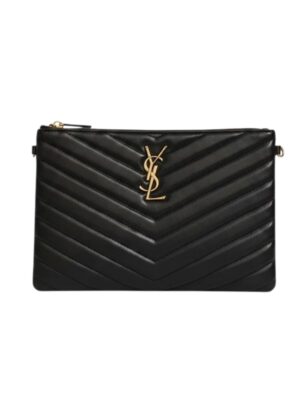 Saint Laurent Matelasse Quilted Leather Monogram clutch + Brand Box , size 29*20