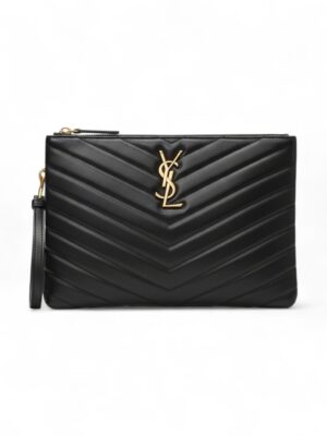 Saint Laurent Matelasse Quilted Leather Monogram clutch  + Brand Box , size 29*20