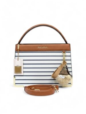 EMILY LORAN MATTE SMOOTH LEATHER HANDBAG WITH ACCESSORIES , size 29*21