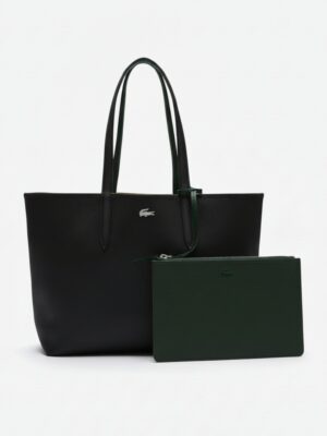 Lacoste Anna Large Reversible Shopping Bag with pouch black Green  , size 47*28
