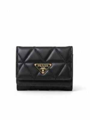 Prada Small Leather Wallet With Triangle Motif + Brand Box , size 12*10