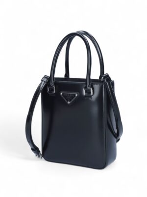 Prada Small Brushed Leather Tote Black + Brand Box , size 17*15