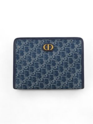 Christian Dior Clutch Denim Oblique 30 Montaigne Dea Pouch Blue + Brand Box , size 27*20