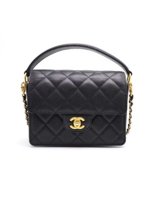 Chanel Caviar leather Small Top Handle Flap Bag + Brand Box , size 19*14 .. ofr