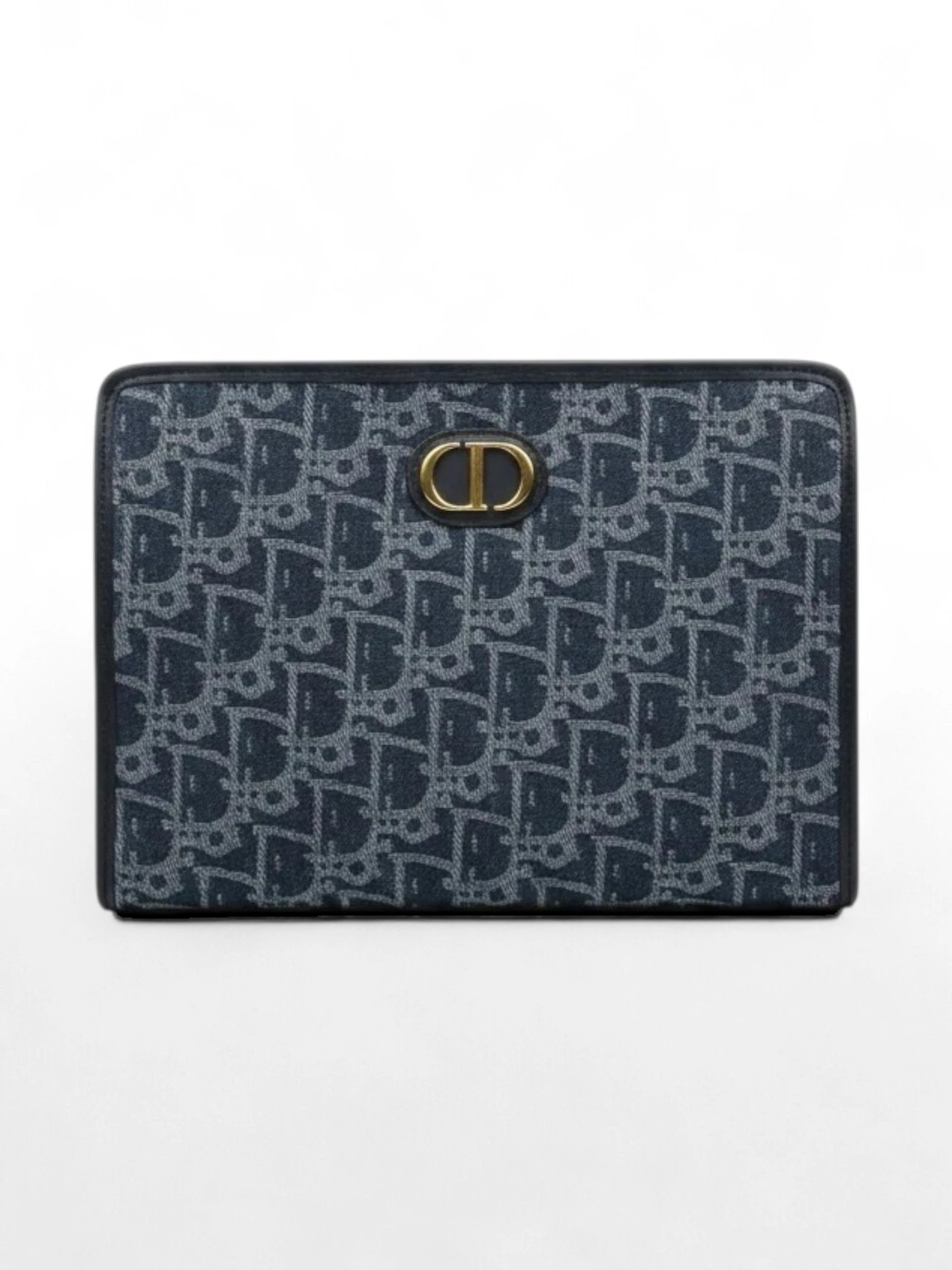 ⁦Christian Dior Clutch Denim Oblique 30 Montaigne Dea Pouch Blue + Brand Box , size 26*20⁩ - الصورة ⁦1⁩