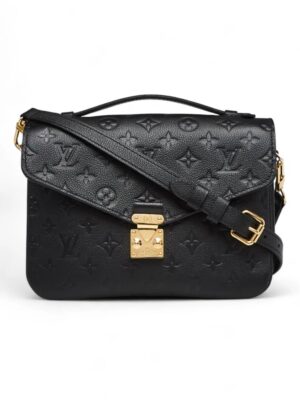 Louis Vuitton Noir Monogram Empreinte Pochette Metis East West MM + Brand Box , size 25*19 .