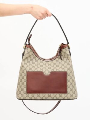 GUCCI GG Brown Supreme Hobo Linea A Bag , Size 36*30