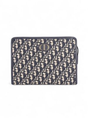 Christian Dior Clutch Oblique 30 Montaigne Pouch  Blue + Brand Box , size 26*20