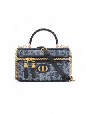 CHRISTIAN DIOR 30 MONTAIGNE MINI VANITY BAG DENIM + Brand Box , size 18*12 .. ofr