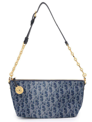 Christian Dior star Hobo Bag with ChainBlue Denim Dior Oblique Jacquard + Brand Box  , size 33*17 .. ofr
