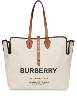 Burberry Off White  Canvas and Leather Medium Belt Tote + Dust Cover, size  46*28 .. ofr