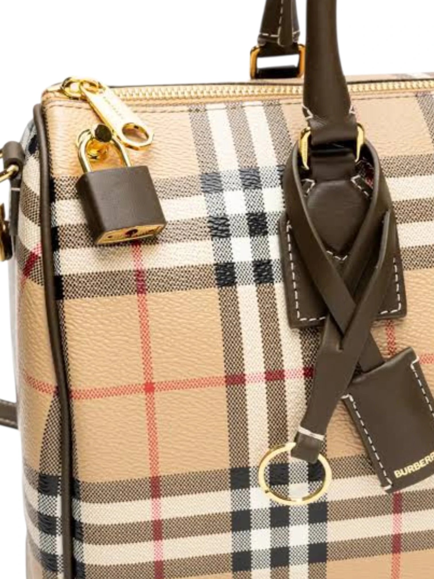 Burberry Bowling Medium Burberry Check top handle bag + Dust cover , size 29*18 - الصورة 3
