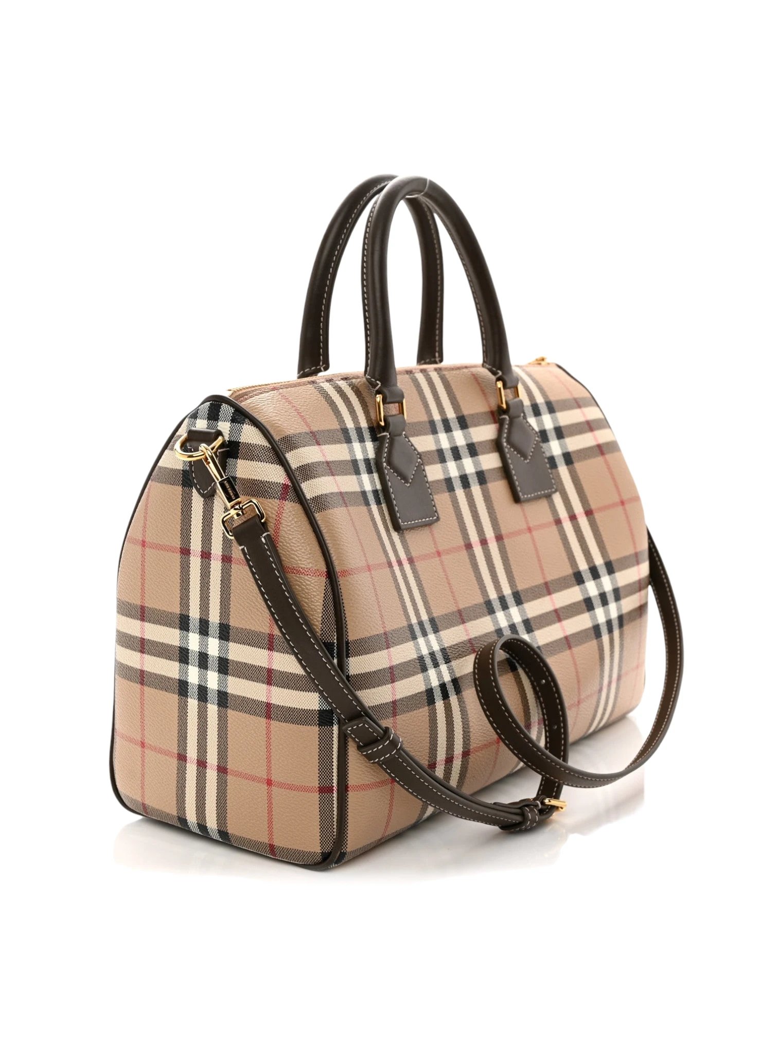 Burberry Bowling Medium Burberry Check top handle bag + Dust cover , size 29*18 - الصورة 4