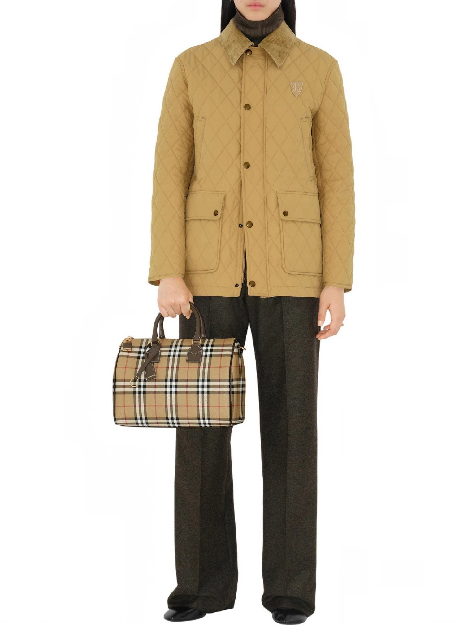 Burberry Bowling Medium Burberry Check top handle bag + Dust cover , size 29*18 - الصورة 9