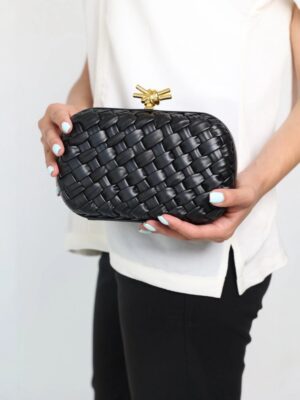 Bottega veneta Minaudiere clutch in padded Intreccio leather with signature knot closure + Brand Box , size 30*13