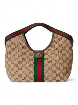 Gucci Giglio small tote bag beige and brown GG canvas , size 32*28