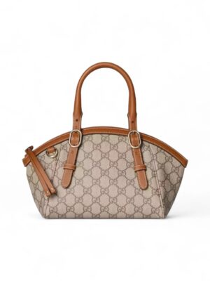Gucci
GG Emblem Monogram Small Top Handle Bag Beige Brown  , size 23*12
