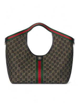 Gucci Giglio large tote bag black white denim , size 45*30