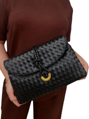 Bottega Venetta Liberta  woven clutch with shoulder strap + Brand Box , size 30*19 .