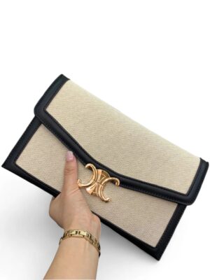 Celine clutch canvas vs leather , size 27*18