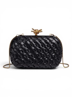 Bottega veneta Minaudiere clutch in padded Intreccio leather with signature knot Minaudiere  + Brand Box , size 20*13