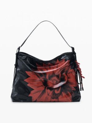 Desigual Medium shiny flower shoulder bag , size 42*37