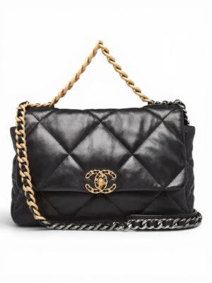 Chanel
Black Quilted Lambskin Leather Chanel 19 Large Flap Bag + Dust cover , size 35*22