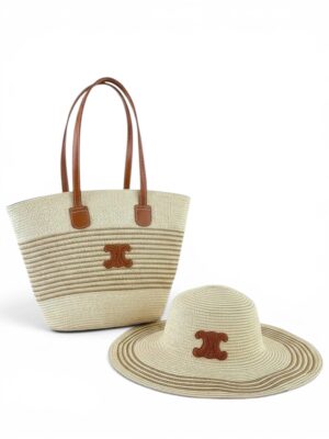Celine raffia tote with hat , size 35*29