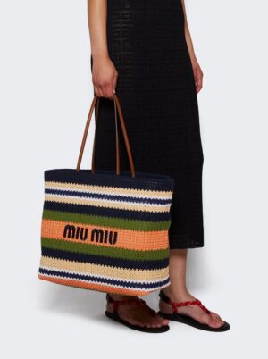 Miu Miu Raffia effect woven tote bag , size 31*35