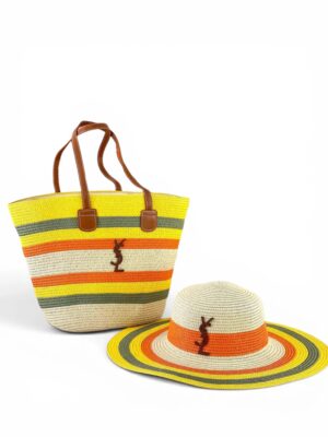 SAINT LAURENT Woven tote with hat , size 35*29