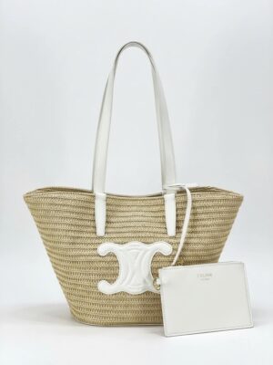Celine Triumph raffia tote , size 44*26