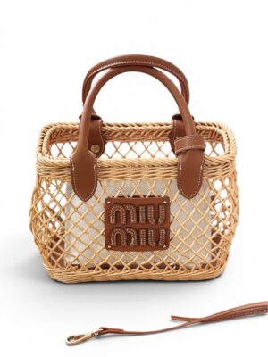Miu Miu
logo applique interwoven tote bucket bag , Size 27*18
