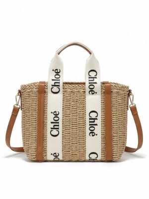 Chloe Tailored flap Raffia , size 38*26