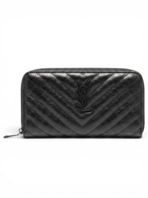Saint Laurent Matelasse  Monogram Zip Around Wallet Black + Brand Box , size 19*10