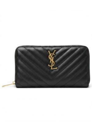 Saint Laurent Matelasse  Monogram Zip Around Wallet + Brand Box , size 19*10