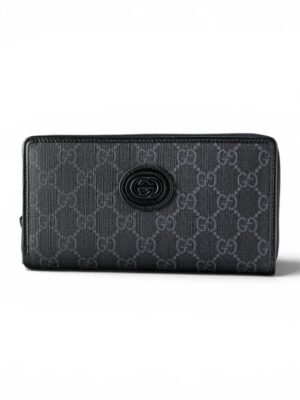 Gucci GG Supreme Long Wallet black leather + Brand Box, size 19*11