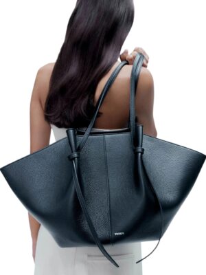 YUZEFI
Large Mochi Tote Bag in Pebble Grained Leather black , size 50*30