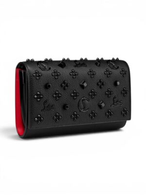 Christian Louboutin Spikes Loubinthesky Paloma Clutch Black , size 22*15