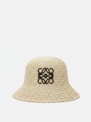 Loewe X Paulas Ibiza Anagram sand raffia bucket hat